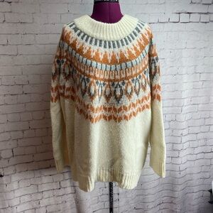 Aerie size XL cream colored fair isle sweater